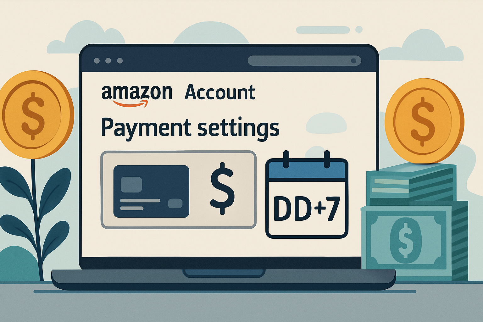 Illustration eines Amazon-Accounts mit Zahlungseinstellungen