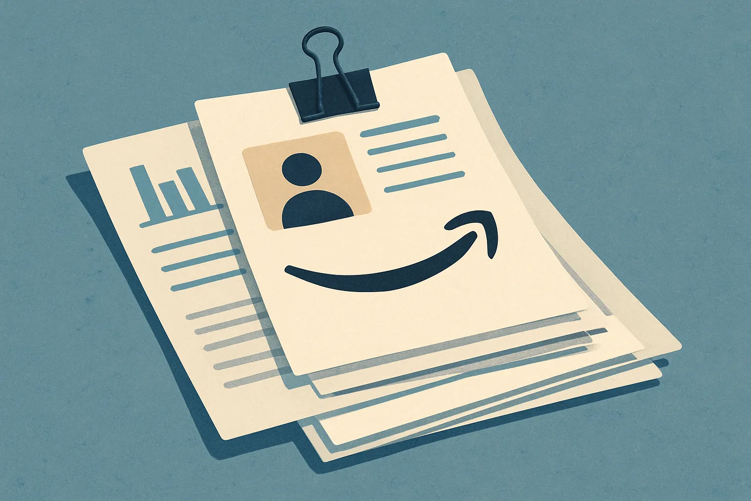 Stack of business documents ready for review, symbolizing preparation for Amazon KYC process.